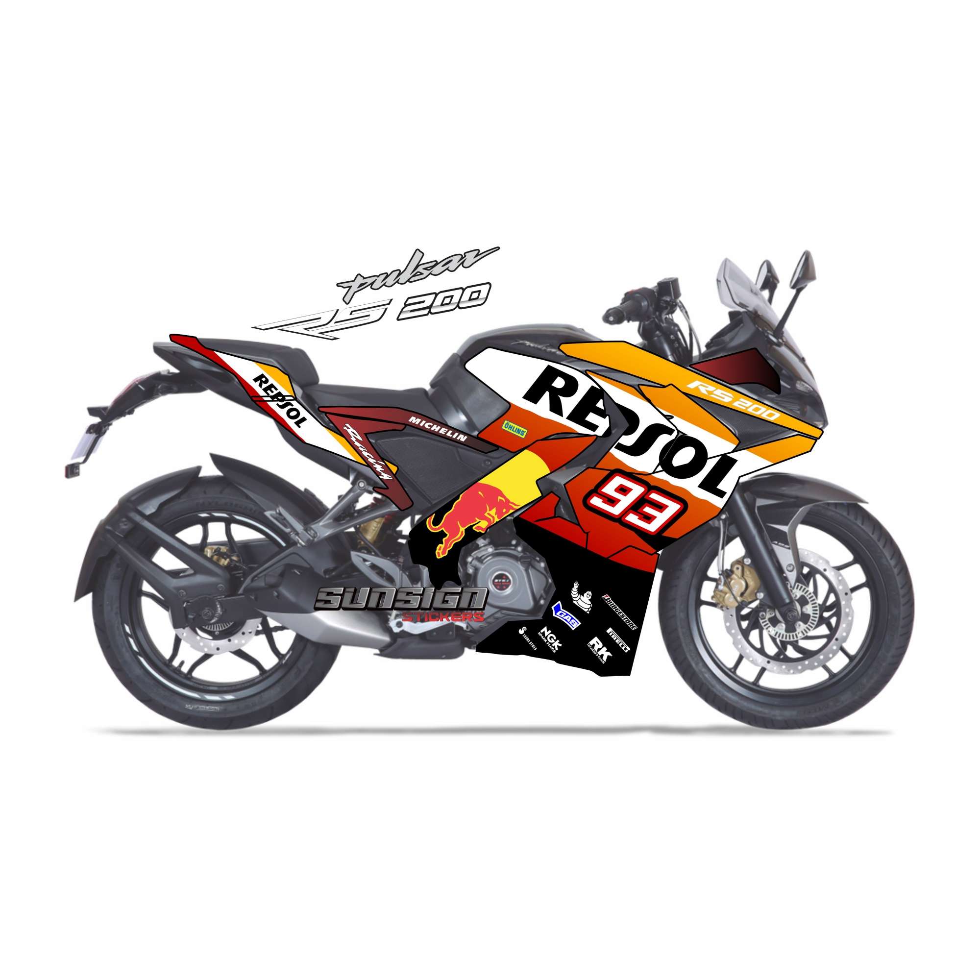 Pulsar RS200 REPSOL 93 - SunSign Sticker